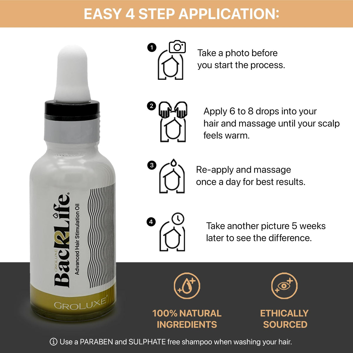 Back2Life Hair Back2Life 100% Natural Hair Stimulation & Beard Growth Oil-Get Rid of Patchy Beards & Hair-Beard serum to Moisturise, Hydrate & Condition-Repair & Rebalance Your Scalp & Regrow your Head & Beard Hair