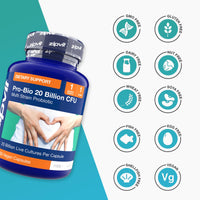 Zipvit Pro Bio 20 Billion CFU Probiotics for Gut Health, High Strength, 30 Vegan Probiotic Capsules for Men & Women, 3 Live Bacterial Cultures, Lactobacillus & Bifidobacterium Animalis