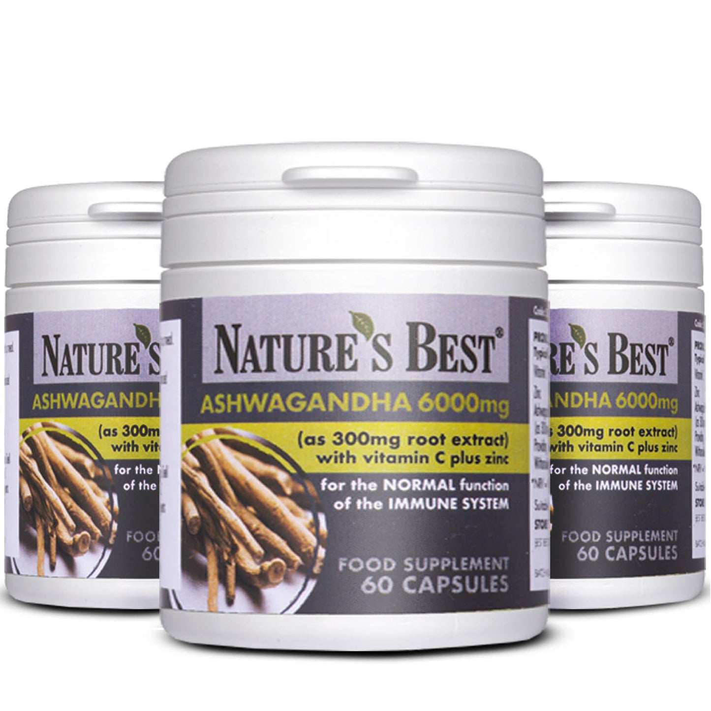 Ashwagandha 6000mg with 5% withanolides, Key ‘Actives’ | for Normal Psychological Function/Normal Function of The Nervous System |60 Vegan Capsules 1-a-Day, 2 Month’s Supply | UK Made