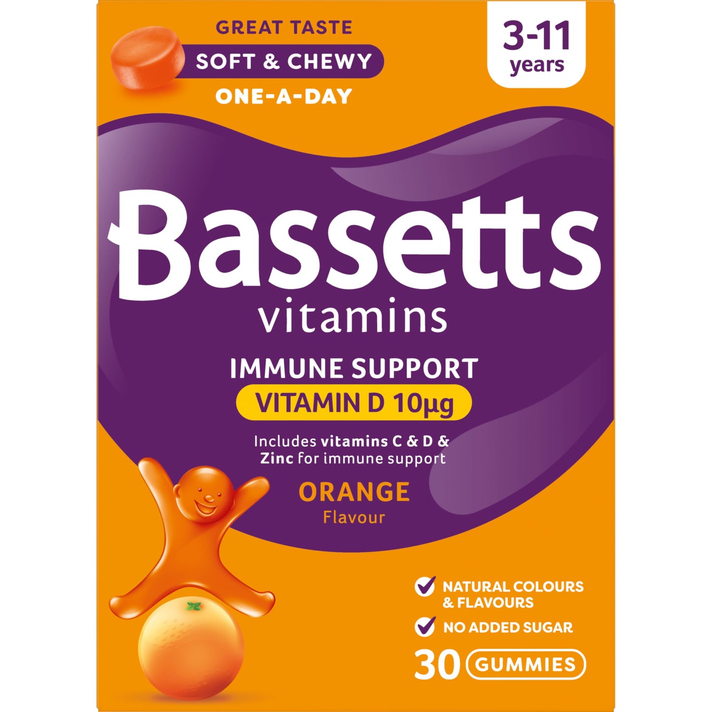 BASSETTS VITAMINS Bassetts Vitamins 3-11 Years Orange Flavour Immune Support 30 Gummies