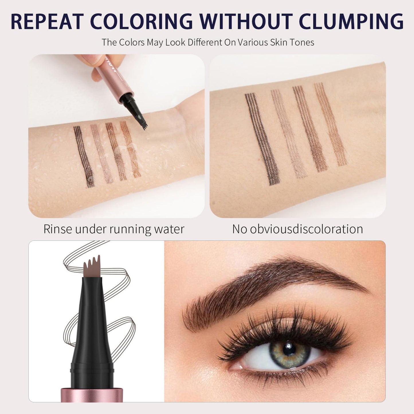 NatrLuxe 3D Waterproof Eyebrow Pencil – Magic Eyebrow Pen With 4-Tip Design, Dark Brown (02) – Long-Lasting Brow Tint For Flawless Makeup