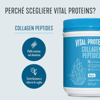 VITAL PROTEINS Vital Proteins Collagen Peptides Powder Supplement (Type I, III) - Collagene idrolizzato - Non-GMO - Senza latticini e glutine - 20g per porzione - Non aromatizzato 567g Canister