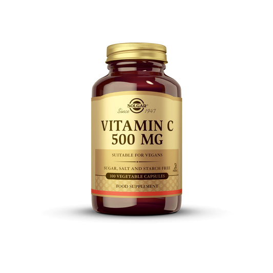 Solgar 500 mg Vitamin C Vegetable Capsules - Pack of 100 - Seasonal Immunity Support - Potent Antioxidant - Reduces Tiredness and Fatigue - Collagen Formation - Vegan