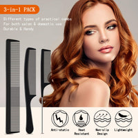 URAQT Hairdressing Combs Set, 3pcs Hair Combs Hair Brushes, Pin Tail Comb, Anti Static Fine Tooth Cutting Comb Professional Salon Styling Comb