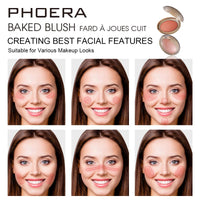 Phoera Baked Powder Blush – Richly Pigmented & Buildable, Multi-Tonal Mineral Blush for a Youthful Glow, Satin & Shimmery Shades, Available in 6 Shades (205 Sunset, One Size)