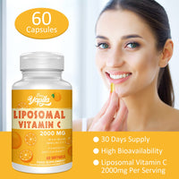Liposomal Vitamin C Capsules 2000mg(2 Pack), Maximum Absorption, High dose VIT C, Ascorbic Acid, Antioxidant Supplement, Soy-Free, Non-GMO
