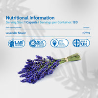 Health4All Lavender 500mg 120 Capsules 4 Month Supply, Purest - no additives. Vegan Lavandula Flower Capsules (not Tablets or Oil) Supplement for Anxiety, Relaxation and Sleep Support | Made in UK