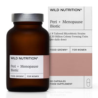 Wild Nutrition Food-Grown® Peri + Menopause Supplement Biotic | Supports Microbiome Balance During Peri/Menopause | 8 Billion Microbiotic Strains | Natural lactobacillus acidophilus | 30 Vitamins