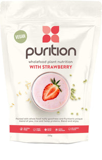 Purition Vegan Strawberry Dairy Free Natural Protein Powder for Keto Diet Shakes and Meal Replacements Shakes - 250g