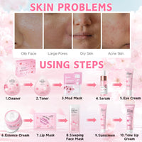 30Pcs Sakura Skincare Set, Skin Care for Teenage Girls Gift Set, Girls Pamper Set with Cleanser,Toner,Serum,Eye Cream,Face Cream,Lip Mask,Sleeping Mask,Mud Mask,Tone Up Cream,Sunscreen