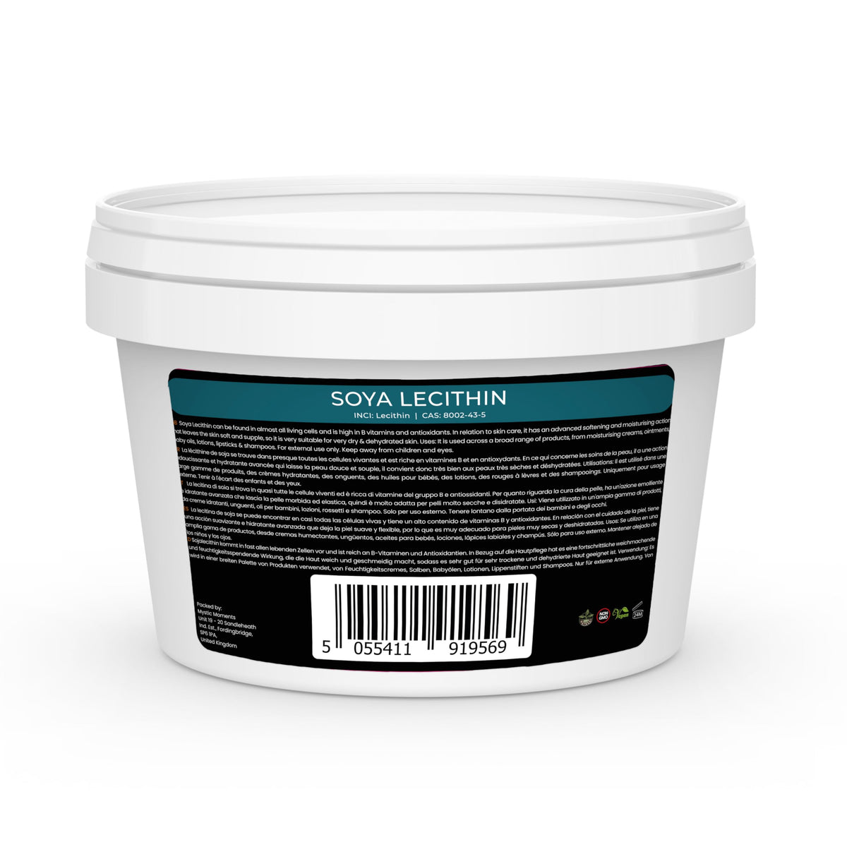 Mystic Moments | SOYA Lecithin | Natural Emollient for Skincare & Haircare | High in B Vitamins & Antioxidants | Softening & Moisturising for Dry Skin | Ideal for Creams, Lotions & Shampoos | 500g