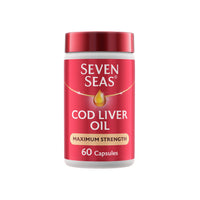 Seven Seas Cod Liver Oil Tablets, Maximum Strength, 885 mg Cod Liver Oil & Fish Oil, 308 mg Omega-3, 60 Capsules With Vitamin D, EPA & DHA