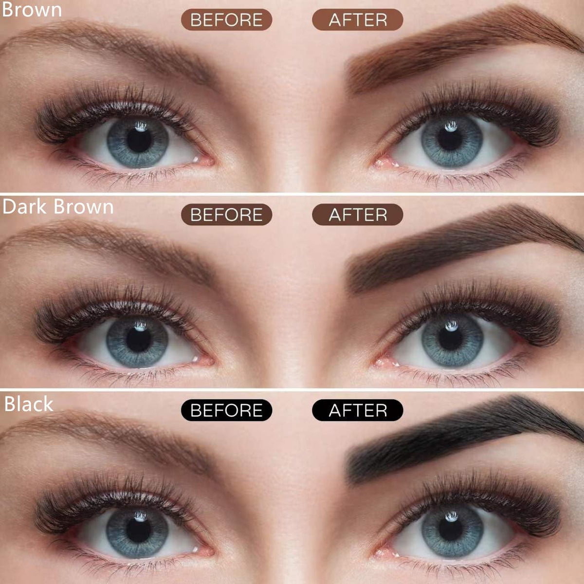 Go Ho 3 PCS Eyebrow Pen(Dark Brown,Brown,Black),Smooth Gel Eyebrow Pencil with Brush,Dual-sided Mechanical Brow Pen,Natural-Looking,Long Lasting Draws Brow Hairs Shapes,Defines,Fills Eyebrow Makeup