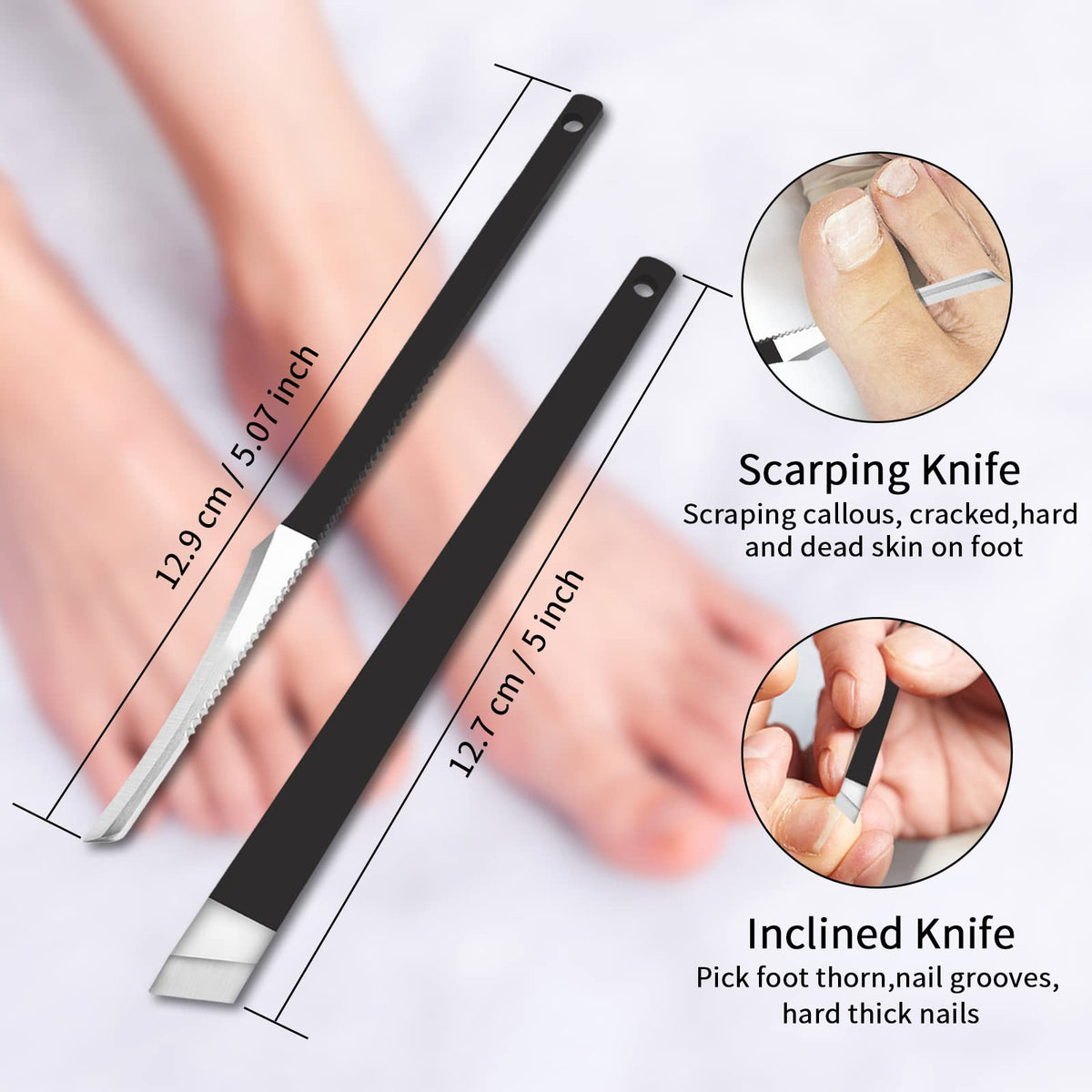 BLESWIN Ingrown Toenail Tool Pedicure Tool Kit 6pcs, Ingrown Toe Nail File and Nail Lifter Cuticle Pusher Pedicure Set, Sharp Blade Pedicure Knives Kit Professional, Foot Repair Kit Stainless Steel