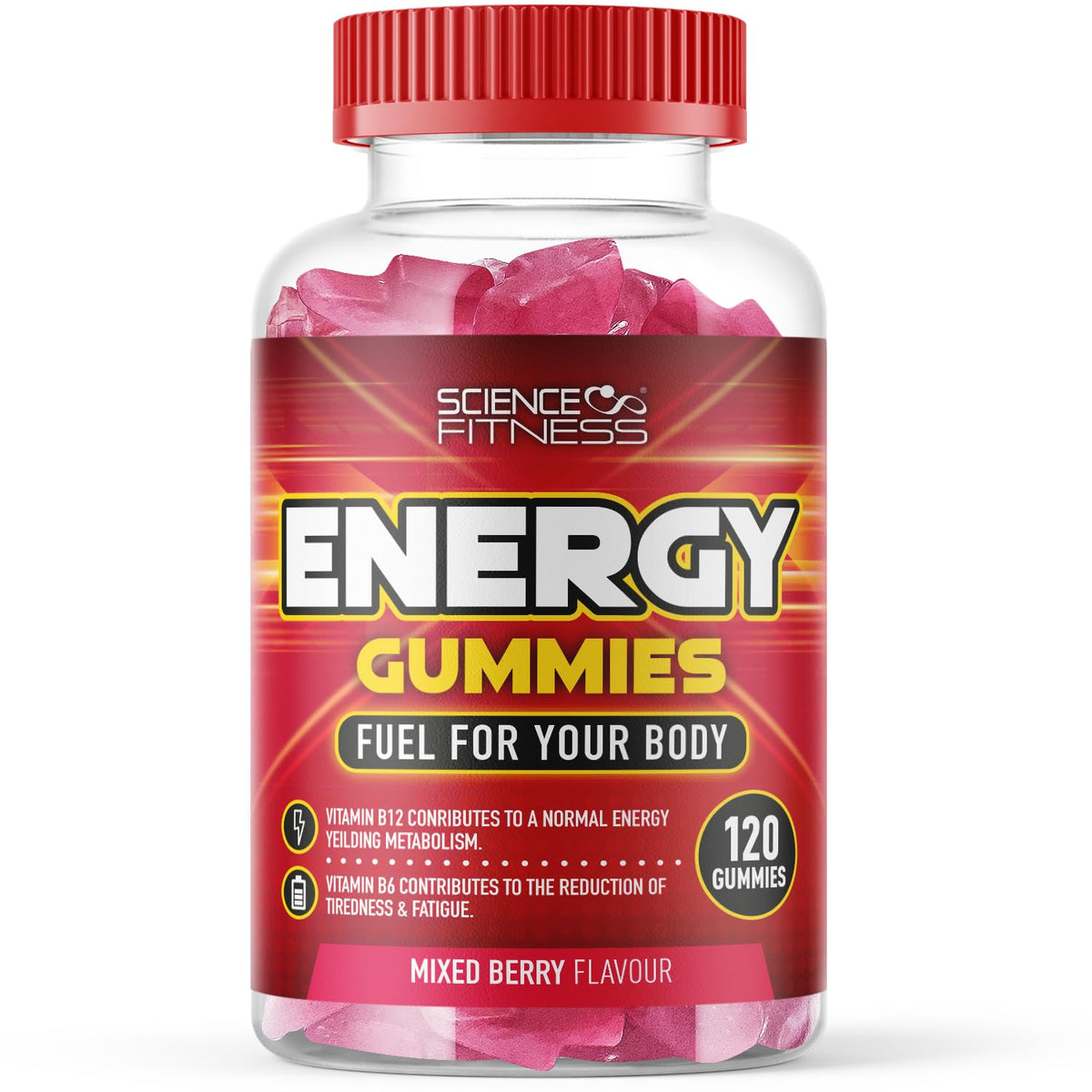 SCIENCE FITNESS Energy Gummies |120 Mixed Berry Flavour Gummies from Science Fitness Brand |4 Months Supply