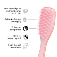Tangle Teezer Naturally Curly Ultimate Detangler Hairbrush for 3C-4C Curly Coily Hair - Two-Tiered Teeth Define Curls & Reduce Frizz - Mango & Pink