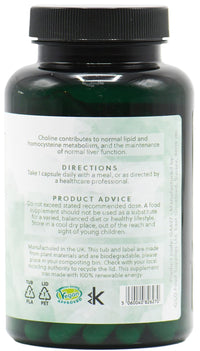 Choline (Bitartrate) & Inositol Capsules | 250mg Choline & 250mg Inositol per Capsule | 120 Vegan Capsules | G&G Vitamins