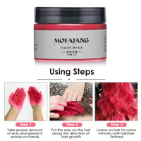 Red Hair Colour Wax, 120g Temporary Coloured Hair Paint Wax, Easy Washable Colour Change One Time Hair Dye for Kids Women Men, Suitable For Party Cosplay Halloween