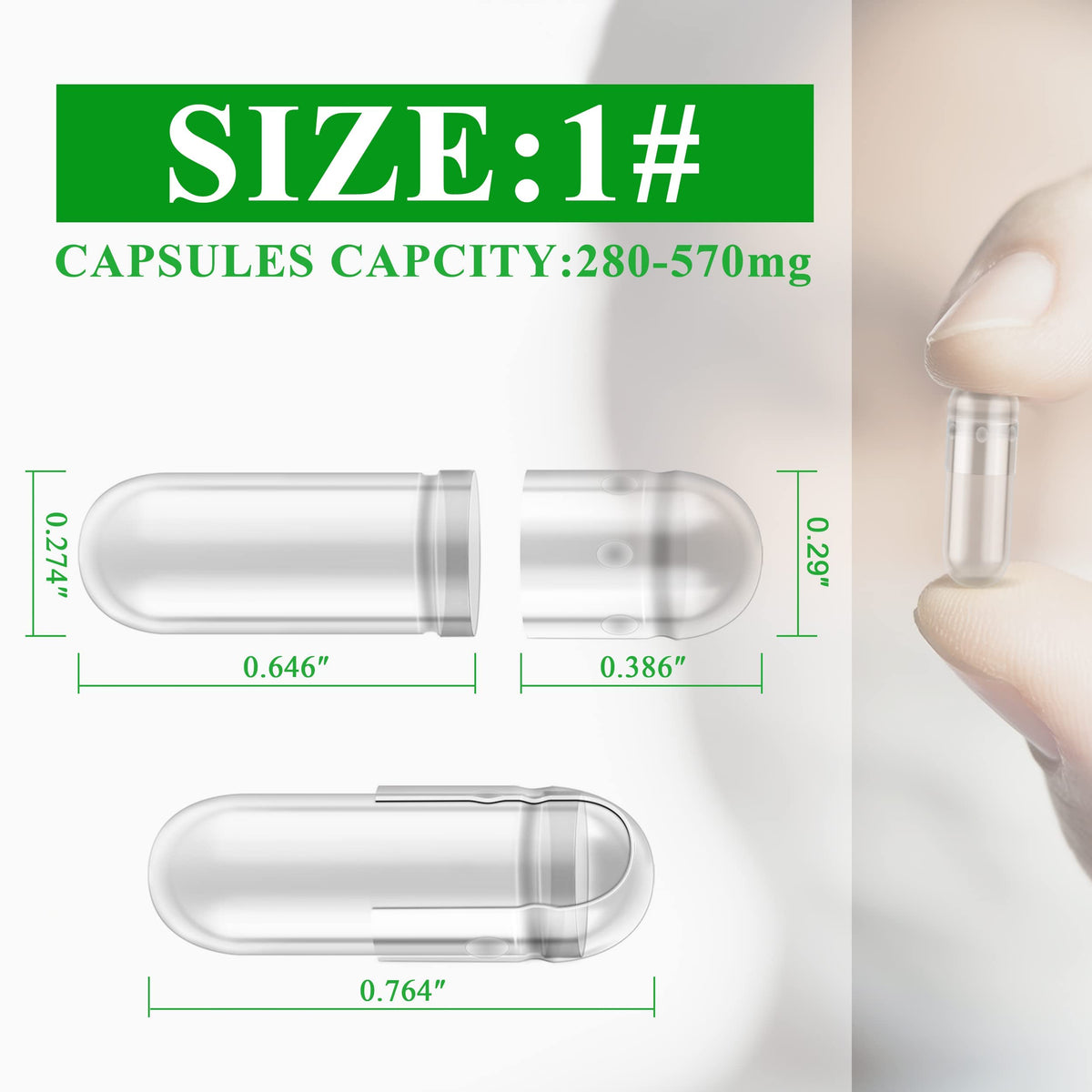 wananfu WANANFU Size 1 Empty Capsules Vegetarian (100 Count) Bundle with Micro Lab Spoon with Powder Tamper, Compatible with Capsule Filling Machine