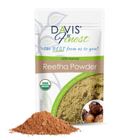 Davis Finest - Reetha Aritha Soap Nuts Powder 100g, SLS-Free Soap, Clarifying Shampoo for Stronger Hair, Loss of Hair & Dandruff, Natural Skin Care, Face Mask, Chemical Free, Vegan, Organic