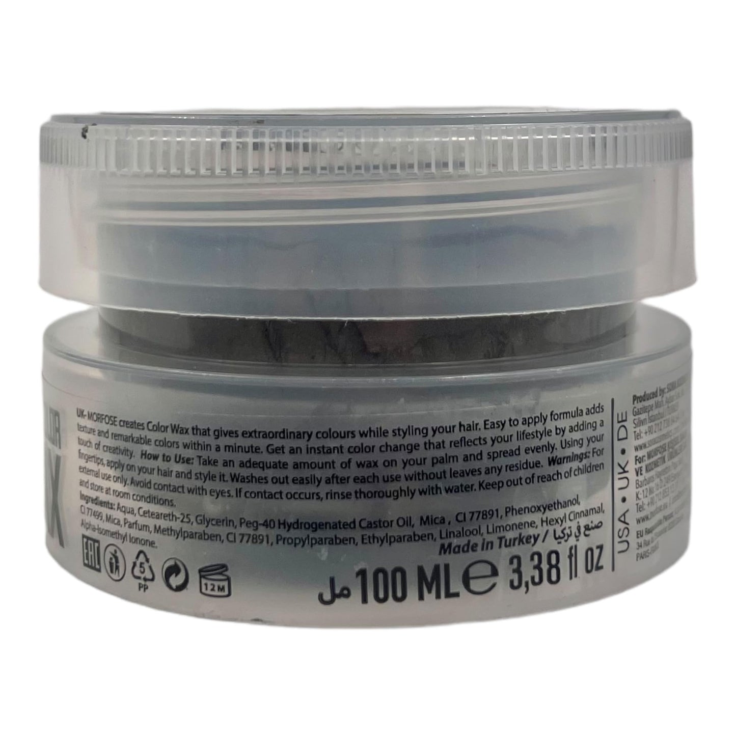 MORFOSE Hair Colour Wax, silver, 100 ml,Temporary Hair Dye Wash In Wash Out, Coloured Hair Wax Kids Instant Styling, Hair Colour Pomade Washable for Men, Women, Party, Cosplay (100 ml, Silver)