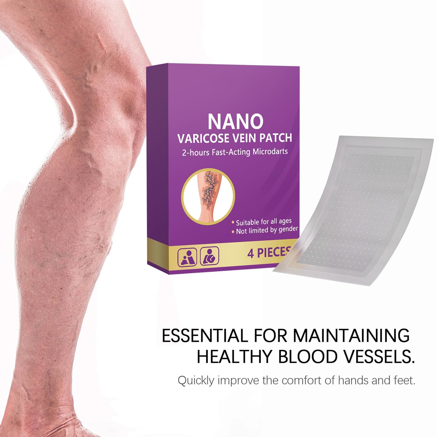 SONGQEE Soothing Leg Breathable Care Patches, Varicose Vein Patch, Improving Blood Circulation, Skin Body Care, for All Skin Types