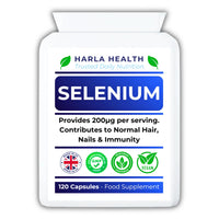 Harla Health Selenium 200µg – 120 Vegan Capsules (4-Month Supply) | Immune System, Thyroid Function & Antioxidant Support | UK Made, GMP Certified