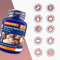 Zipvit Odourless Garlic Capsules 5000mg with Vitamin B1 – 360 Capsules (12 Month Supply) – 10mg 500:1 Garlic Extract