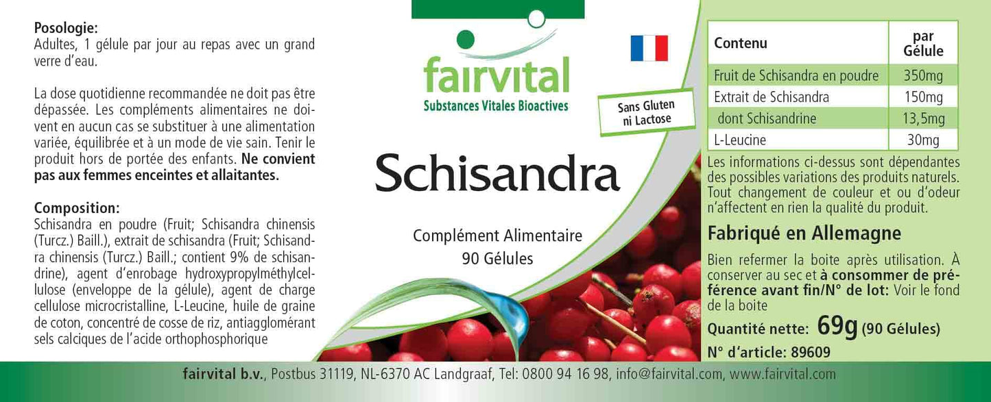 fairvital Fairvital | Schisandra - BULK PACK for 3 months - VEGAN - 90 capsules - Wu Wei Zi
