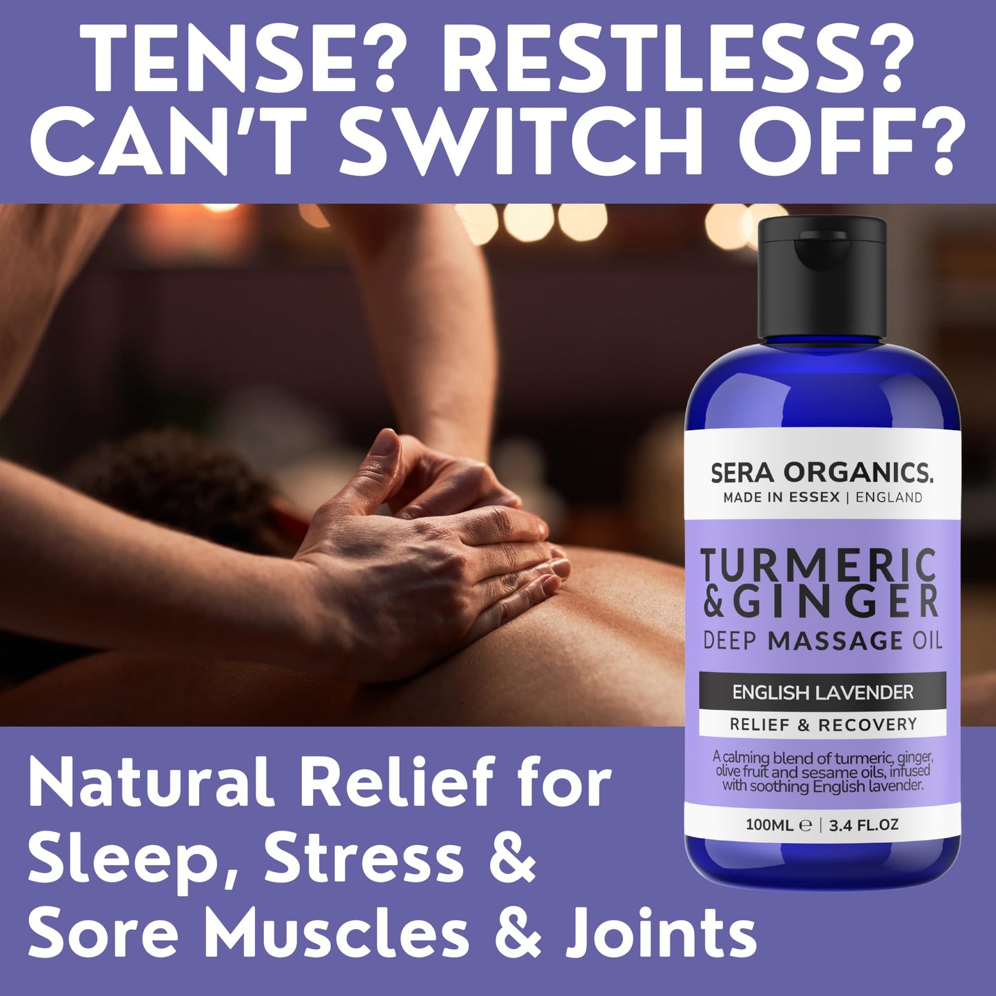 Sera Organics Turmeric Massage Oil for Arthritis, Joint & Muscle | Lavender 100ml