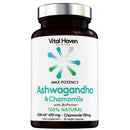 Vital Haven 100% Natural - Ashwagandha KSM-66 (600mg) + Chamomile (150mg) with Bioperine for Maximum Absorption - Premium Ingredients - Vegan Supplement - Ayurveda Indian Ginseng - Made in The UK