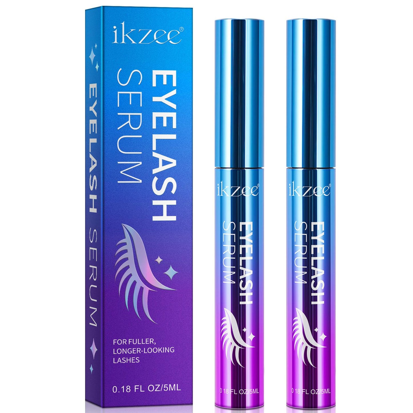 RoongDuuDll 2 Pack Eyelash Growth Serum - Lash Serum for Eyelash Growth, Eyelash Serum to Grow Lashes for Women, Eye Lash Serum Growth to Boost Thicker, Fuller, and Longer Lashes, 5ml