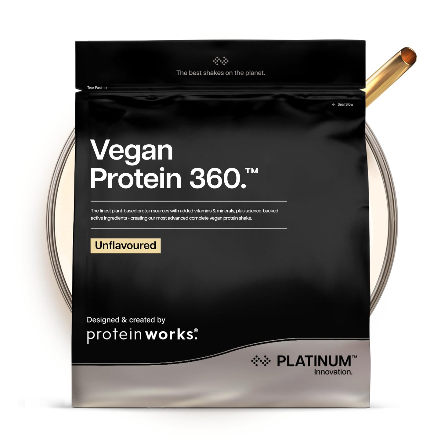 THE PROTEIN WORKS Protein Works | Vegan Protein 360 - Platinum Innovation, Premium Vegan Protein Powder, Plant-Based Protein Shake, Essential Vitamins & Minerals, Low Sugar, Unflavoured, 14 Servings, 500g