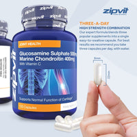 Glucosamine and Chondroitin high Strength, 120 Capsules. Maintains Normal Joint Cartilage. Glucosamine and Chondroitin Capsules with Vitamin C Joint Care Supplement. UK Supplier.