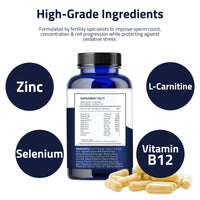 ExSeed Health - Fertility Multivitamins for Men - 3 Month Supply (x3 Bottles) - 60 Capsules per Bottle - with Vitamins, Minerals & Antioxidants - Fertility Supplements - Supports Healthy Conception