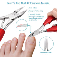 Azymi Toenail Clippers for Thick or Ingrown Nails, 7Pcs Nail Clippers Kit with Pedicure Tools, Sharp Blades/Long Handled, Heavy Duty Nail Scissors for Toenail Fungus Treatment for Men Women Elderly