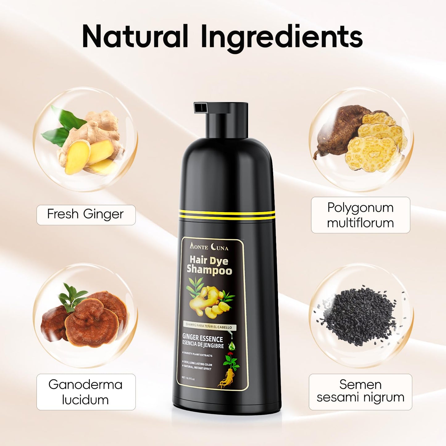 Black Hair Dye Shampoo, Black Hair Dye Shampoo 3-in-1 for Grey Hair, Instant Hair Colour Shampoo for Men and Women, Hair Colour Shampoo, Anti Grey Effect, 500 ml (Chestnut Brown)