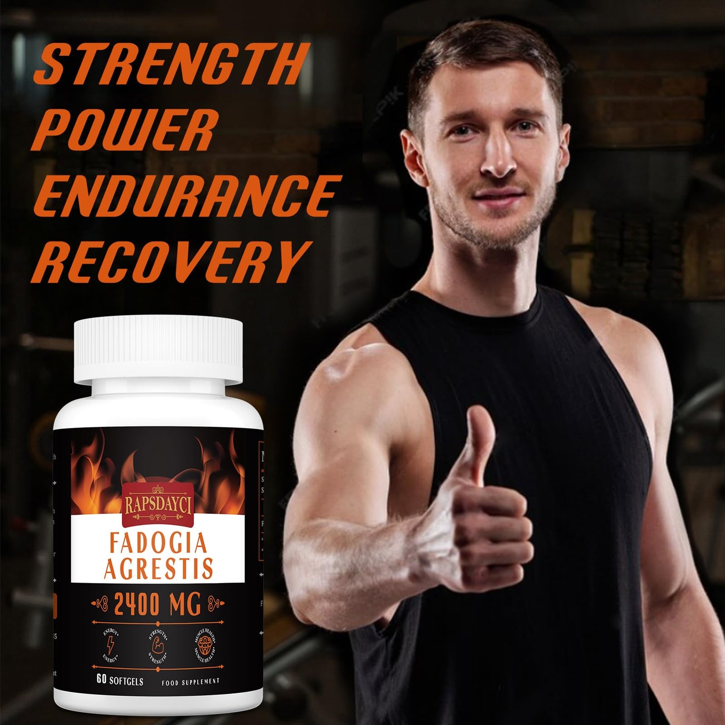 Rapsdayci Fadogia Agrestis 2400mg High Potent 50:1 Ratio Extract Powerful Fadogia Agrestis Supplement, Supports Stamina, Strength, Muscle Health & Recovery, Drive & Performance 60 Count (Pack of 1)