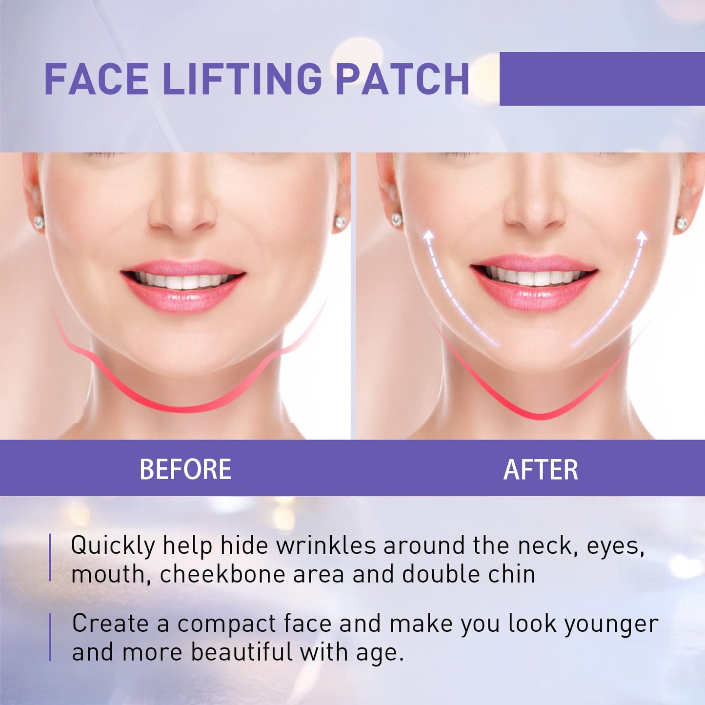 YEGERING Face Lift Tape,40 Pcs Invisible Face Lift Tape & Skin Tightening Patches for Lifting Makeup Tool,Non-Slip Face Neck & Eye Lift Tape for All Skin Types (clear)