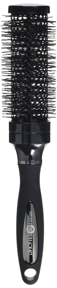 Head Jog 61 Black Ionic Radial Brush. Lightweight Round Hairbrush For Blow Drying, Curling. Ceramic Coated Barrel & Nylon Bristles, 38mm
