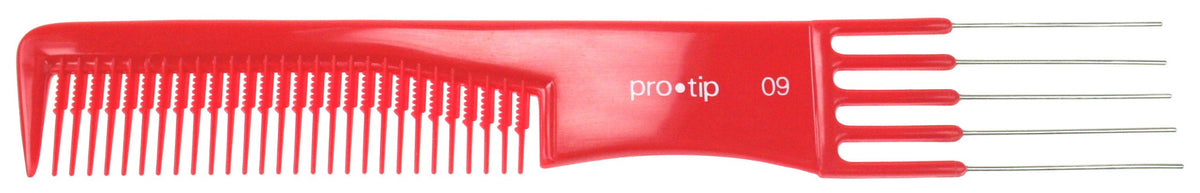 Pro Tip Hairdressing Lifter Comb with 5 Metal Pins PTC09 190mm - RED