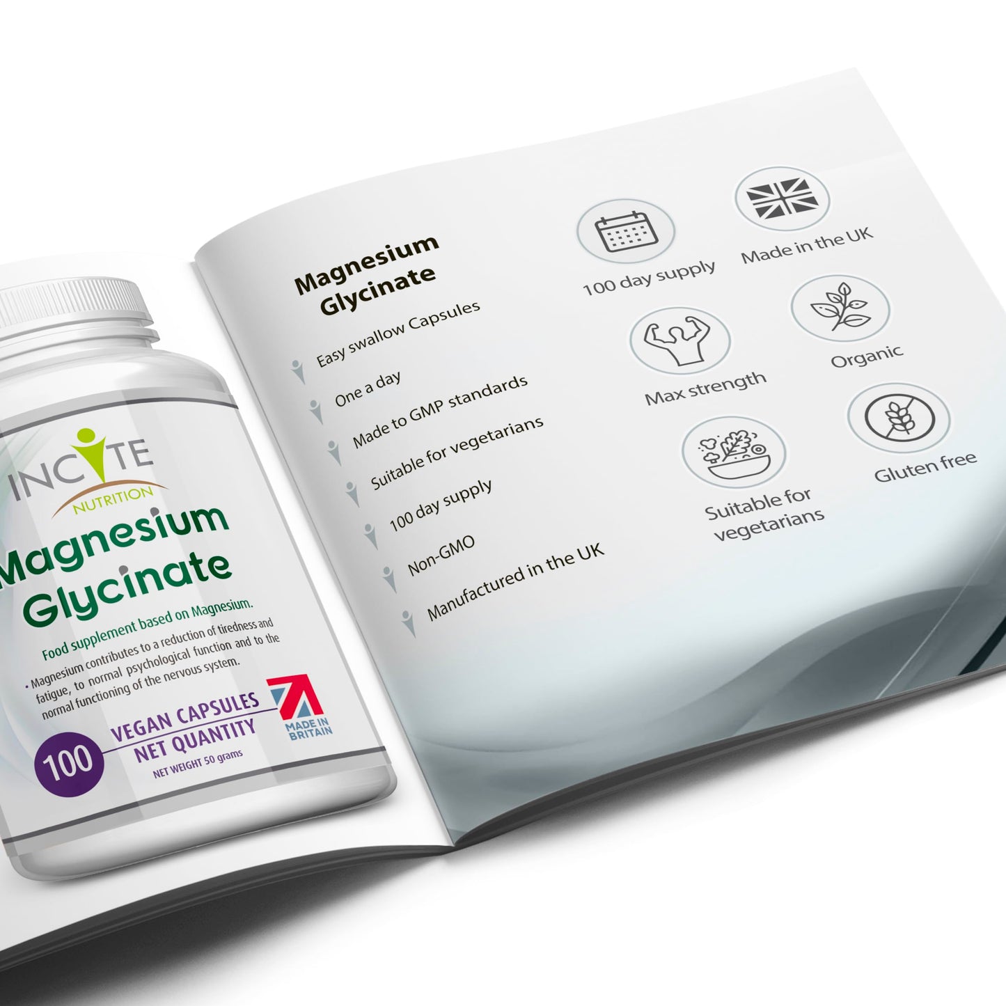 Magnesium Glycinate Supplements 500mg Premium Quality Natural High Strength 100 Vegan Capsules (3 Month Supply) with Highest Bioavailability