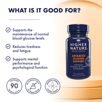 HIGHER NATURE Higher Nature - Advanced Glucose Support - Healthy Weight & Metabolism - Vegetarian & Vegan - 90 Capsules