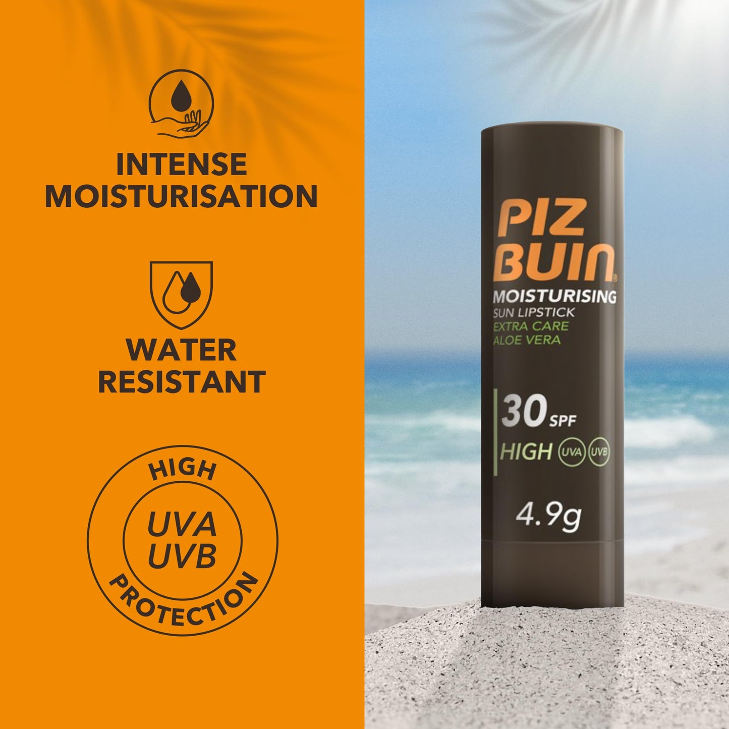 Piz Buin Moisturising Sun Lipstick SPF 30, 4.9g