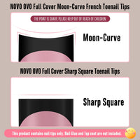 NOVO OVO Short Toe Nail Tips Black French Tip Press on with Moon Curve, BERRY PINK Thick Sharp Square Toenail Extension, Soft Gel False Nail Kit, Need Builder Gel Top Coat, No Glue Included x15 Sizes 240 pcs