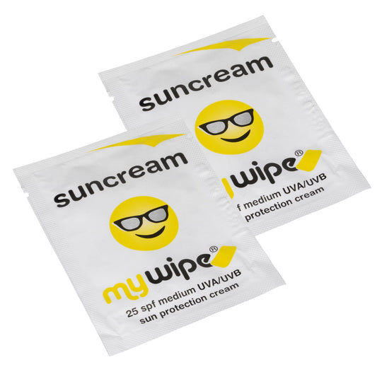 mywipe MYWIPE Sun Cream Sachets Single Use Pocket Size for Travel, Festivals, Cycling, Sun & Ski x 20