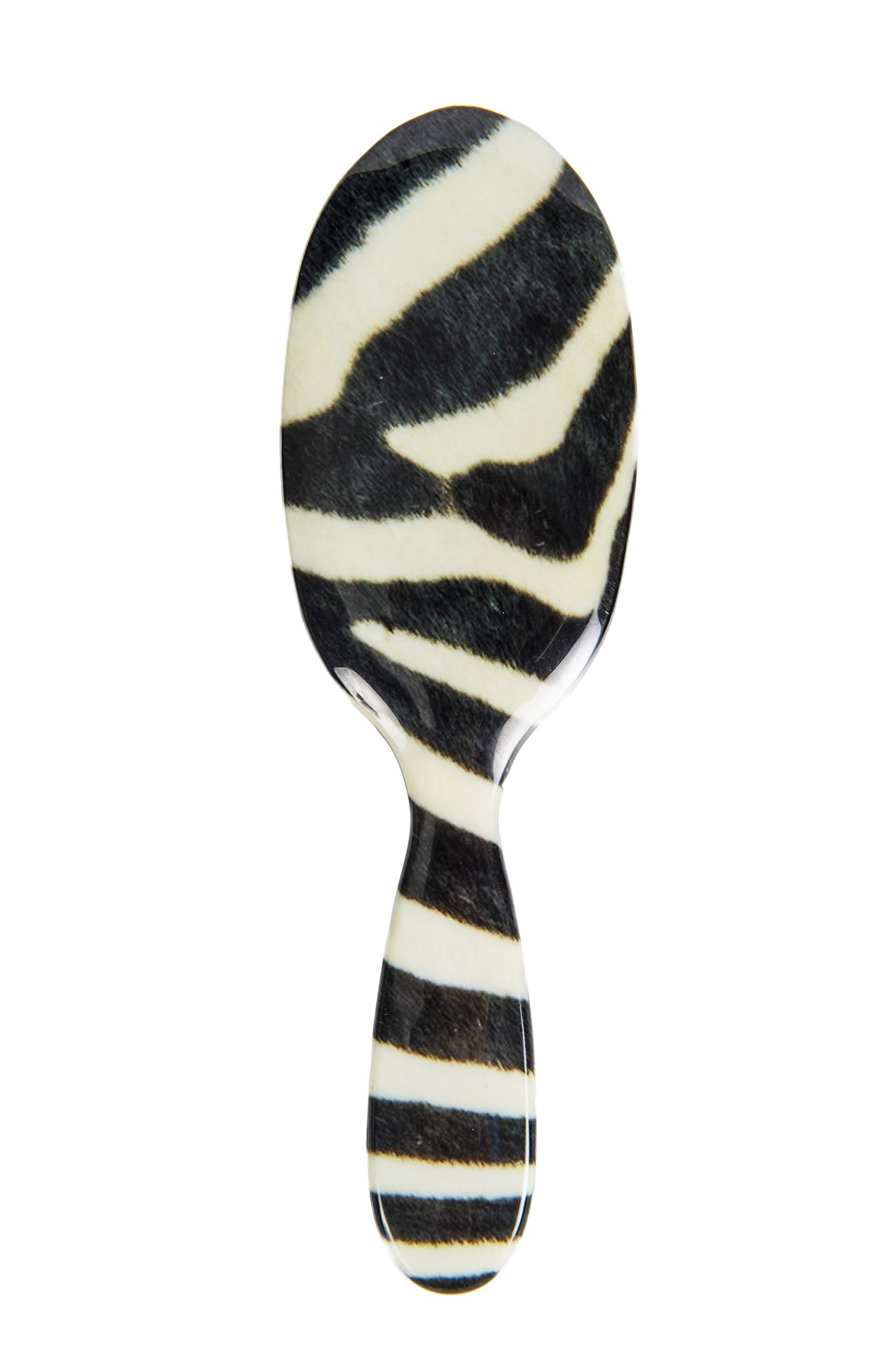 Rock & Ruddle Natural Pure Boar Bristle Hair Brush for Women and Kids (Large, 21cm) - Perfect for Wet or Dry Hair, Detangling Smoothing Blowdrying - Made in UK - Zebra Fur