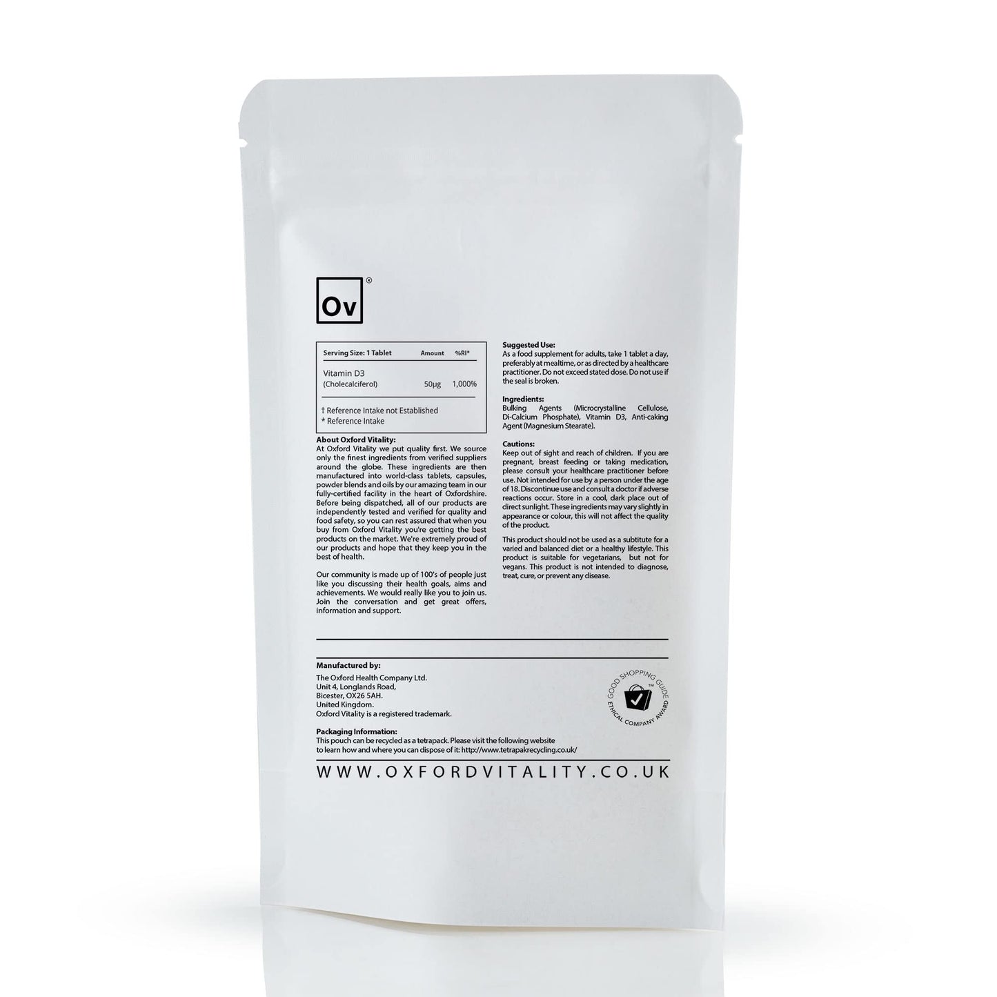 Ov OXFORD VITALITY Ov Oxford Vitality Vegan Vitamin D3 (120)