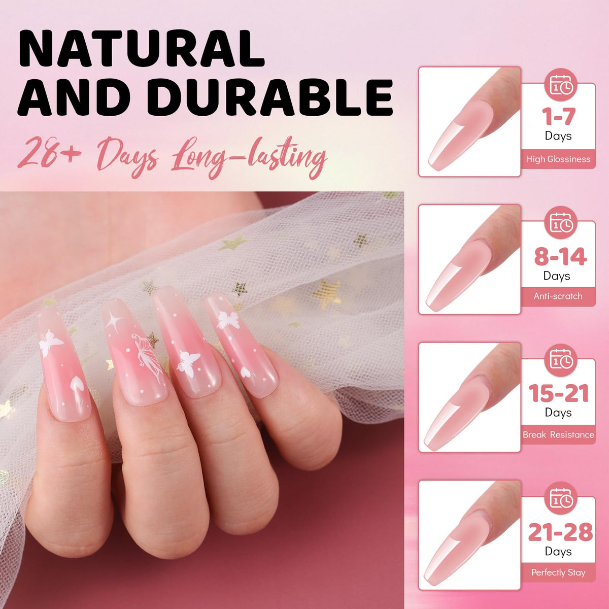 Aokitec HEMA Free Nude Pink Poly Nail Gel - 60g Poly Gel for Natural-Looking Nail Extension & Strengthen 3D Molding French Manicure Builder Overlays Gel Nail Art Home DIY Salon Use