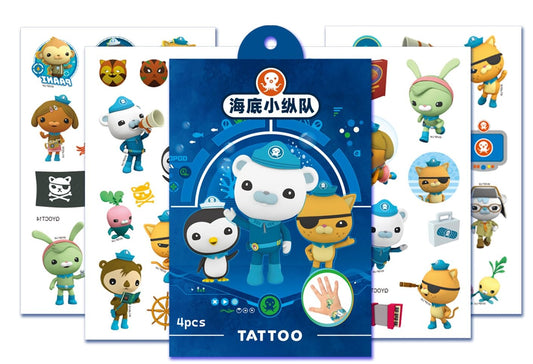 FRESHOER Temporary Tattoos,4 Sheets 100+ Patterns Anime Tattoo Stickers Waterproof Removable, Birthday Party Bag Filler